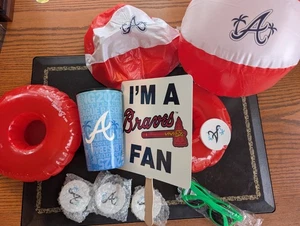 Atlanta Braves Spring Training Fan Pack LOT Beach Balls Cup Holder Liners - Picture 1 of 6