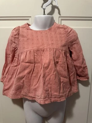 Niñas pequeñas talla 2T ~ OLD NAVY Rosa Polvorienta Punto Suizo Manga Larga Columpio Top Foto 1 de 4