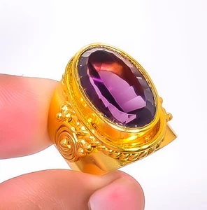 Amethyst 18k Yellow Gold Plated Jewelry Ring s.8.5 R623-636 - Picture 1 of 4
