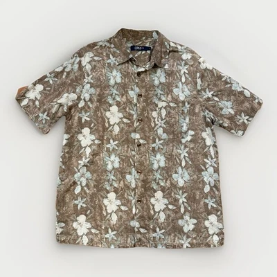 Boca Classics Mens Camp Shirt Hawaiian Sz Large 100% Silk  Floral Tropical Beach - Image 1 of 4