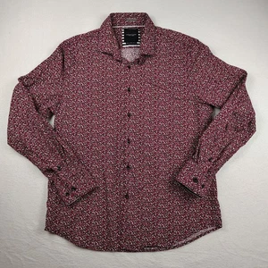 Camisa Denim & Flower Para Hombre XL Roja Floral Manga Larga Con Botones Elastizada Informal - Imagen 1 de 9