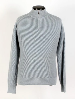 Loro Piana 100% Cashmere 1/2 Zip Sweater - Light Blue - L - $2250 Retail - Image 1 of 4