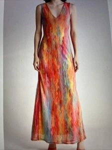 AFRM Los Angeles…Tangerine Swirl Earhart Mesh Maxi Dress…. Sz M.. Worn Once - Picture 1 of 9