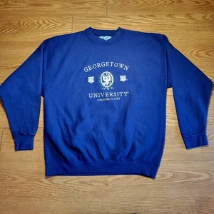 Galt Sand Vintage 90er Georgetown University Sweatshirt Gr. Large marineblau bestickt USA - Bild 1 von 14