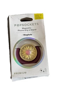 Pop-up Magnetic Round Phone Grip & Stand for iPhone - Purple & Gold - Picture 1 of 5