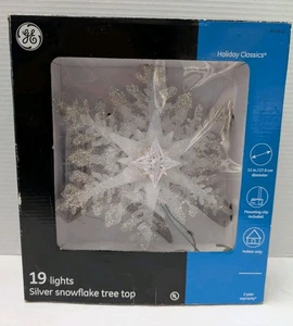 Silver Snowflake Christmas Tree Topper General Electric 19 Bulb Holiday Classics - Picture 1 of 11