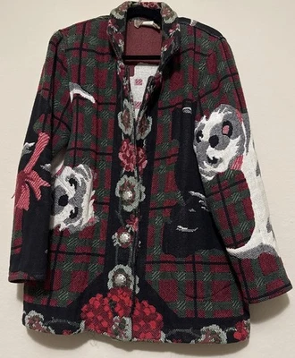 Abrigo tapiz ponny pintado raro de colección Westie Dog hecho en EE. UU. talla mediana Foto 1 de 4