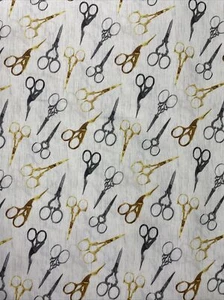 100% Cotton Scissors fabric By Windham - Picture 1 of 1