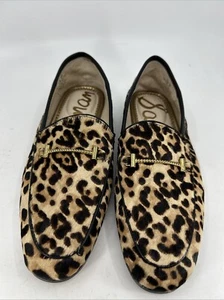 Sam Edelman Lorraine Women's Sz 5.5 Leather Bit Slip-On Loafers LEOPARD - Picture 1 of 9