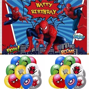 Spiderman Backdrop Banner Balloons Decorations Super Hero Marvel Background - Picture 1 of 4