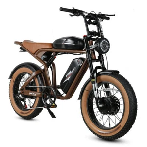 2000W Electric Bicycle Moto Mountain Bike MTB Desert Sand Beach 20" E-Bike Brown - Picture 1 of 12