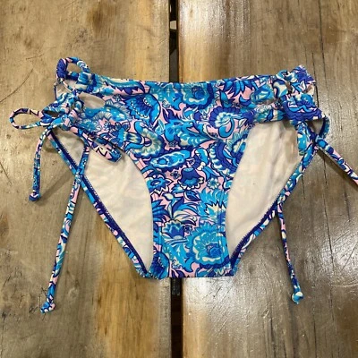Xhilaration Blue Paisley Lace Up Bikini Bottoms Size Small NWOT - Image 1 of 4