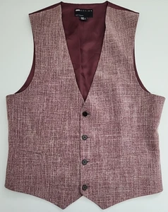 Asos Design Mens Red Checked 4 Button Suit Vest, Size 40R - Picture 1 of 6