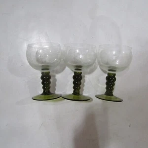 Rhoemer Rhein Austria 3 Etched Wine Glass Goblet Grapes 2.5x4.25 - Picture 1 of 10