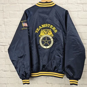 Hartwell Teamsters Local 763 Jacket XL USA Made Quilted Lining Navy Yellow - Picture 1 of 13