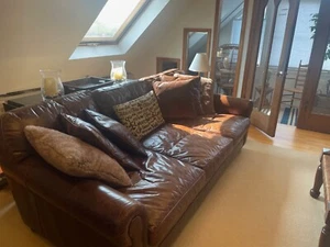 Restoration Hardware Original Lancaster 3-Seat Leather Sofa Pristine Condition - Picture 1 of 2