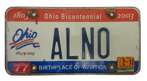 OHIO "1803 - Ohio Bicentennial - 2003" VINTAGE LICENSE PLATE "ALNO" FROM 2002 - Picture 1 of 2