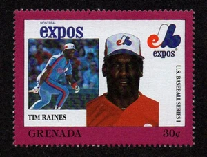 GRENADA, SCOTT # 1664-F, MNH STAMP BASEBALL PLAYER TIM RAINES, EXPOS TEAM - Picture 1 of 1