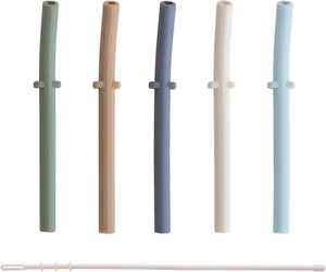 Silicone Replacement Straws for Babies 6 months+ | 5 Pack | 4.75" Long with Clea - Picture 1 of 6