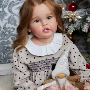 30 Zoll Bereits fertig Reborn Baby Puppe süßes Mädchen Kleinkind lockiges Haar Handarbeit Geschenk - Bild 1 von 4