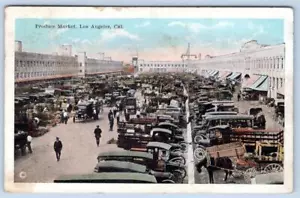 1923 LOS ANGELES CALIFORNIA CA PRODUCE MARKET HORSES WAGONS ANTIQUE CARS TRUCKS - Picture 1 of 2