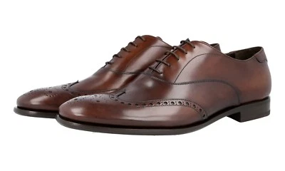 PRADA Leather Oxford Brogue Dress Shoes Leather Sole Brown NEW -  US 10 EU 43 - Image 1 of 4