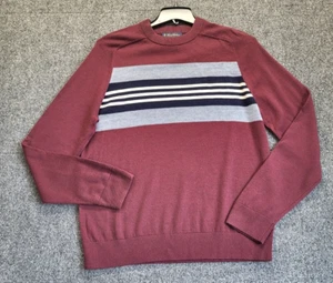 Brooks Brothers Men's Pullover Sweater Burgundy/Blue Sz M Crew Neck Merino Wool - Picture 1 of 11