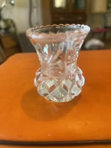 Depression Glass Vase Clear Thistle Design 6cm Tall - Picture 1 of 6