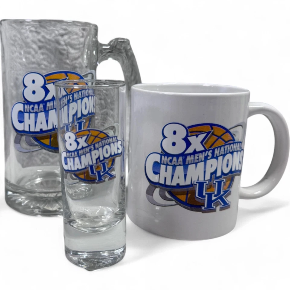 University of Kentucky Wildcats Coffee Cup Mug Shot Glass 8X National Champion  - Image 1 of 4