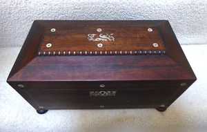 Regency Mahogany Tea Caddie - Interior Removed, M.O.P Inlay - Picture 1 of 24