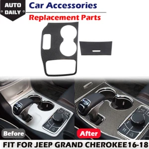 1x Real Carbon Console Gear Shift Box Panel Cover Trim Fits Grand Cherokee 14-15 - Foto 1 di 8
