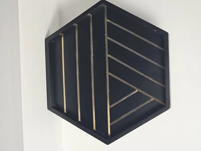 Nate Berkus  Black Wood Coffee Tray with gold  Metal Detail - Image 1 of 3