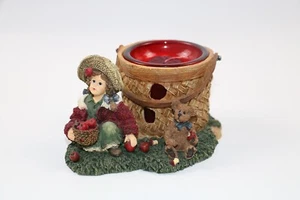 Boyds Yesterdays Child Dollstone Candice Matthew Gathering Apples Votive #27901 - Picture 1 of 10