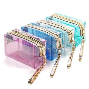 4Pcs Waterproof Cosmetic Bags,PVC Transparent Zippered Toiletry Bag,Clear Pouch - Picture 1 of 8