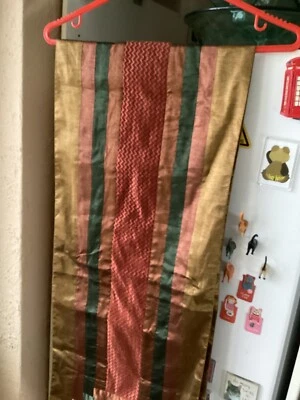 Vintage Pier Beautiful Silky Gold Green Bronze Autumn Table Runner - excellent - Image 1 of 4