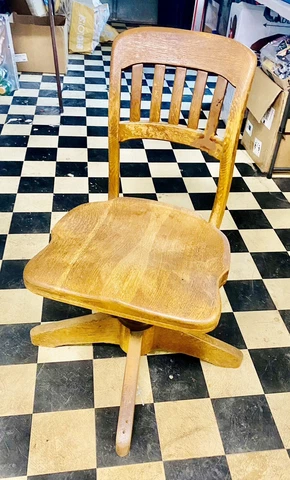 Marble Chair Co. Circa 1937-1941 Antique Wood Swivel Desk Chair Great Condition! Cover
