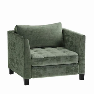 Single Sofa Chenille Modular Lounge Couch Armchair with Large Cushion Green - Picture 1 of 6