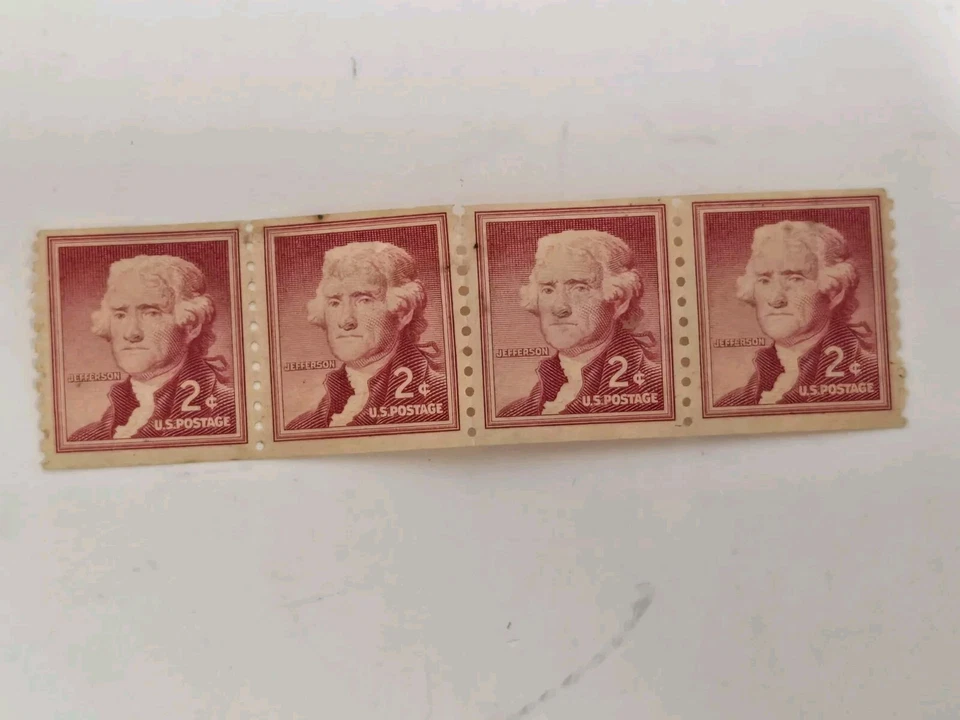 4 2 Cent Red Thomas Jefferson US Postage Stamps 2 in series Unused Mint - Image 1 of 4
