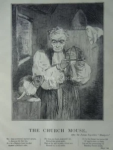 EXETER - LAW - THE CHURCH MOUSE Original 1849 Victorian Cartoon - Picture 1 of 2