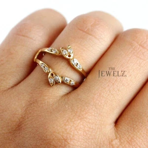 14K Gold 0,12 ct VS/F-G Diamant Blatt Verlobungsring Verstärker - The Jewelz - Bild 1 von 5