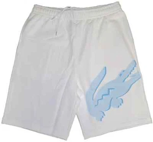 Lacoste pantaloncino uomo oversize stampa coccodrillo cotone biologico GH2636 bianco XL - Foto 1 di 2