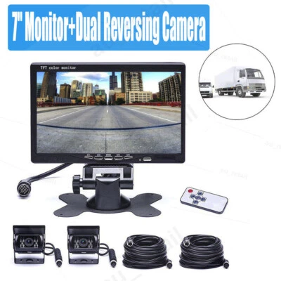 7'' Monitor 2 Waterproof Reversing Camera Car Rear View Kit For Truck Caravan - image 1 of 4