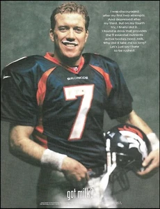 Denver Broncos John Elway 1998 Got Milk Anzeige 8 x 11 Werbedruck - Bild 1 von 3