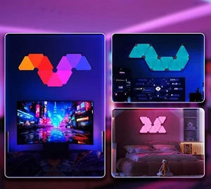 Triangle LED Lights for Gaming Setup, Smart Home Light Panels USB Room Decor DIY - Picture 1 of 16