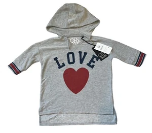 Chaser Brand Girls Half Sleeve Love Graphic Cozy Knit Pullover Hoodie Top 7 NWT - Picture 1 of 5