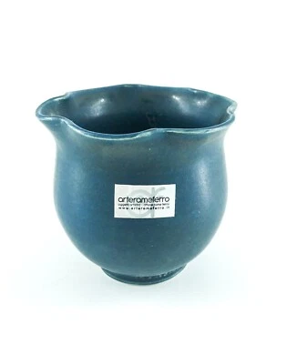 Coppetta in ceramica fatta a mano paralume per lampade abat-jour in cotto blu - Immagine 1 di 2