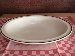 Royal Doulton TING Serving Bowl Oval White Embossed w/ Brown Trim 10 5/8” - Picture 1 of 6