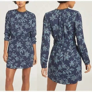 Reiss Melody hand embellished belted mini dress blue polka dot floral bejeweled - Picture 1 of 9