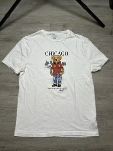 Polo Ralph Lauren Chicago Polo Bear Shirt Mens Medium Classic Fit  Short Sleeve - Picture 1 of 5