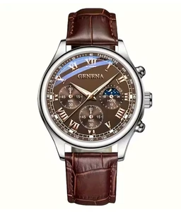 GINEBRA Reloj de Cuarzo de Moda Cinturón de Lujo de Alta Calidad para Hombres Redondo Negocios - Imagen 1 de 1